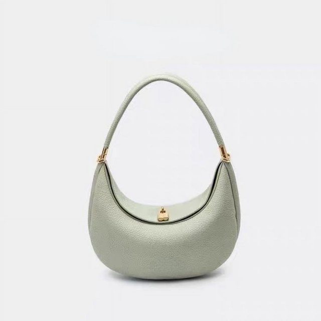 Bolso de hombro con media luna para mujer, bolsa de mano de cuero genuino de lujo, informal, combina con todo, estilo francés