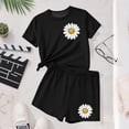thumbnail image 6 of Amidoa Girls Summer 2 Piece Outfits Cute Floral Short Sleeve and Casual Shorts Kids Clothing Black Size 4T, 6 of 8