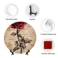 thumbnail image 4 of Yiaed Vintage Rose Botanical Art Print Bone China Decorative Plate Ceramic Dinner Plates Art Crafts with Display Stand-6in, 4 of 6