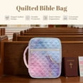 thumbnail image 4 of FOR U DESIGNS Blue Pink Marble Print Bible Case Quilted Bible Carrying Case Washable Bible Carrier Tote Bag with Zipper Pocket Book Cover Christian Bible Accessories, 4 of 7