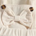 thumbnail image 6 of HCNTES Toddler Baby Girl Outfits Long Sleeve Bow Ribbed Romper Suspender Skirts 3Pcs Outfits Birthday Girl Outfit, 6 of 7