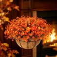 thumbnail image 4 of Artificial Fall Hanging Flower Basket, 1Pc UV Resistant Faux Mums Hanging Planter, 13.7 x 19.5 Inch, No Foam, for Front Porch, Garden, Patio & Balcony Autumn Decor, 4 of 7