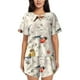 thumbnail image 1 of Fotbe Little Birds Conjunto de Pijama Estampado para Mujer, 2 Piezas, Ropa de Dormir con Camiseta de Manga Corta y Shorts Suaves-3X-Large, 1 of 6