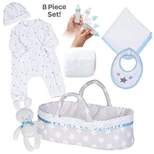 Adora Baby Doll Clothes - Adoption Baby Essentials Sweet Star for 16 Girl Baby Dolls, 8Piece Essentials Gift Set for Kids, Blue (21965)