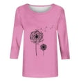 thumbnail image 4 of Mefallenssiah Blouses pour Femmes 2024 Mode Féminine T-Shirt Imprimé Manches 3/4 Blouse Col Rond Hauts Décontractés, 4 of 4
