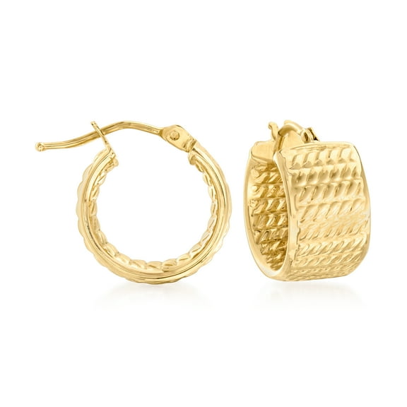 Ross-Simons Italian 14kt Yellow Gold Textured Huggie Hoop Earrings, Women's, Adult