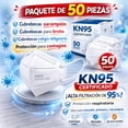thumbnail image 2 of Cubrebocas KN95, Alta Filtración 95%, Ajuste Seguro y Cómodo, Uso Diario y Profesional, 50 Piezas, 2 of 2