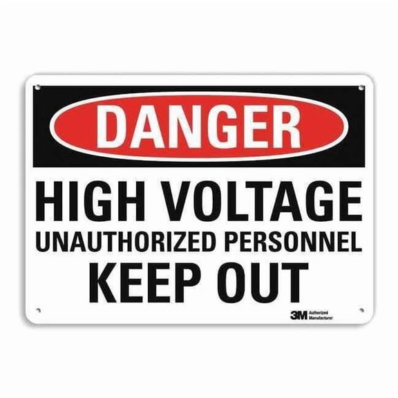 Lyle Plastic Danger Sign,4 Holes,10"x7", U1-1022-NP_10X7 U1-1022-NP_10X7