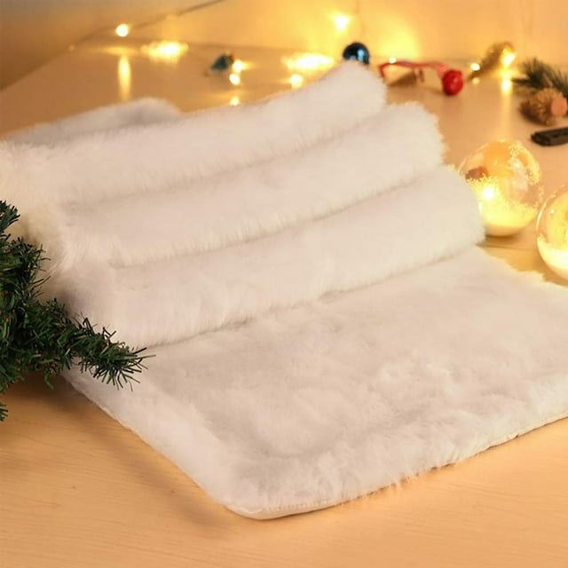 Hbdhejl Table Flag White Plush Table Flag Dining Room Family Table Decorative Cloth White Snowflake Decorative Table Flag