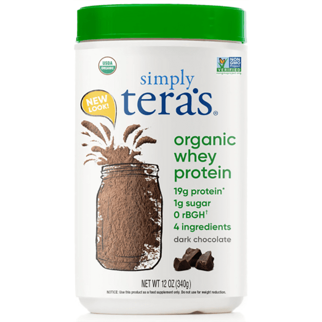 Tera's Whey Organic Whey Protein Powder, Dark Chocolate, 20g Protein, 0.75 Lb