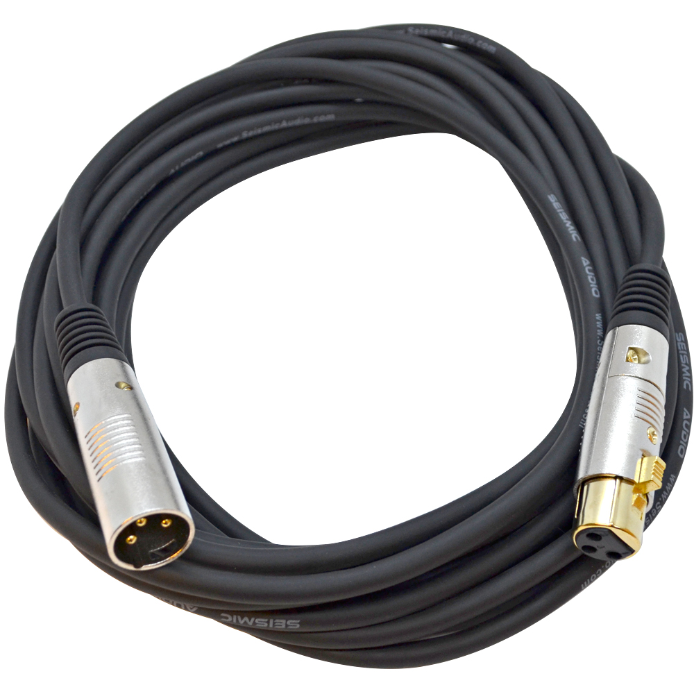 seismic audio premium 50 foot black xlr microphone cable cord 3 pin xlrf to xlrm mic cord