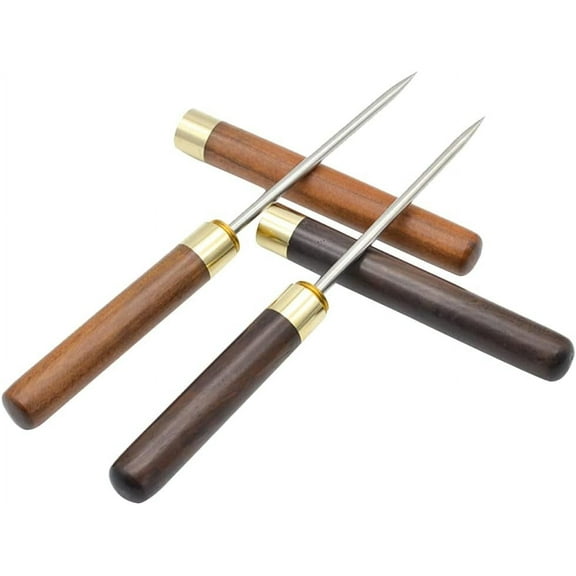 2 Pack Stainless Steel Ice Picks with Safety Cover, 9 Inches Length Tool for Breaking Ice, Non-Slip Wooden Handle for Easy to Grip for Use in Kitchen Bars Bartender Picnics Camping& Restaurant