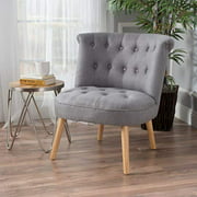 Donna Mid Century Fusion Grey Button Tufted Fabric Chair