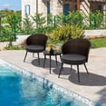 thumbnail image 3 of Costway 3PCS Patio Rattan Bistro Furniture Set Cushioned Chair Table Garden, 3 of 9
