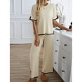 thumbnail image 5 of SWSMCLT Women's Baggy 2 Piece Outfit Autumn Crew Neck Date Breathable Comfy Matching Set Billowy Matching Outfit Apricot Large, 5 of 5