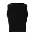 thumbnail image 6 of Ribbed Crop Tank Tops for Women Crew High Neck Sleeveless Cutout Hollow Out Slim Solid Trendy Shirts Girls Streetwear Black S, 6 of 7