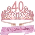 thumbnail image 2 of 40th Birthday Sash And Tiara For Women - Fabulous Glitter Sash + Ripples, 2 of 10