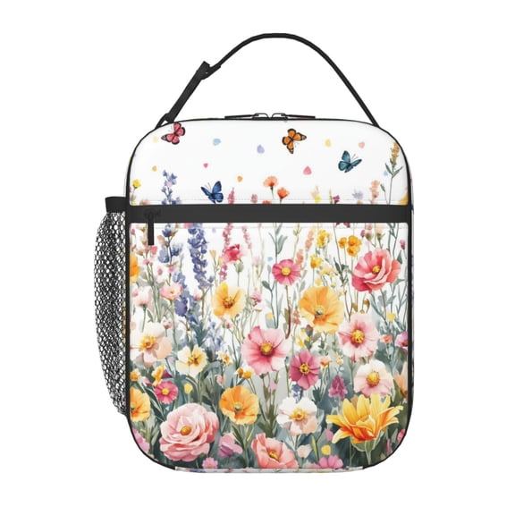 Spring Flower Lunch Bag Reusable Thermal Lunch Box with Handle for Women and Men