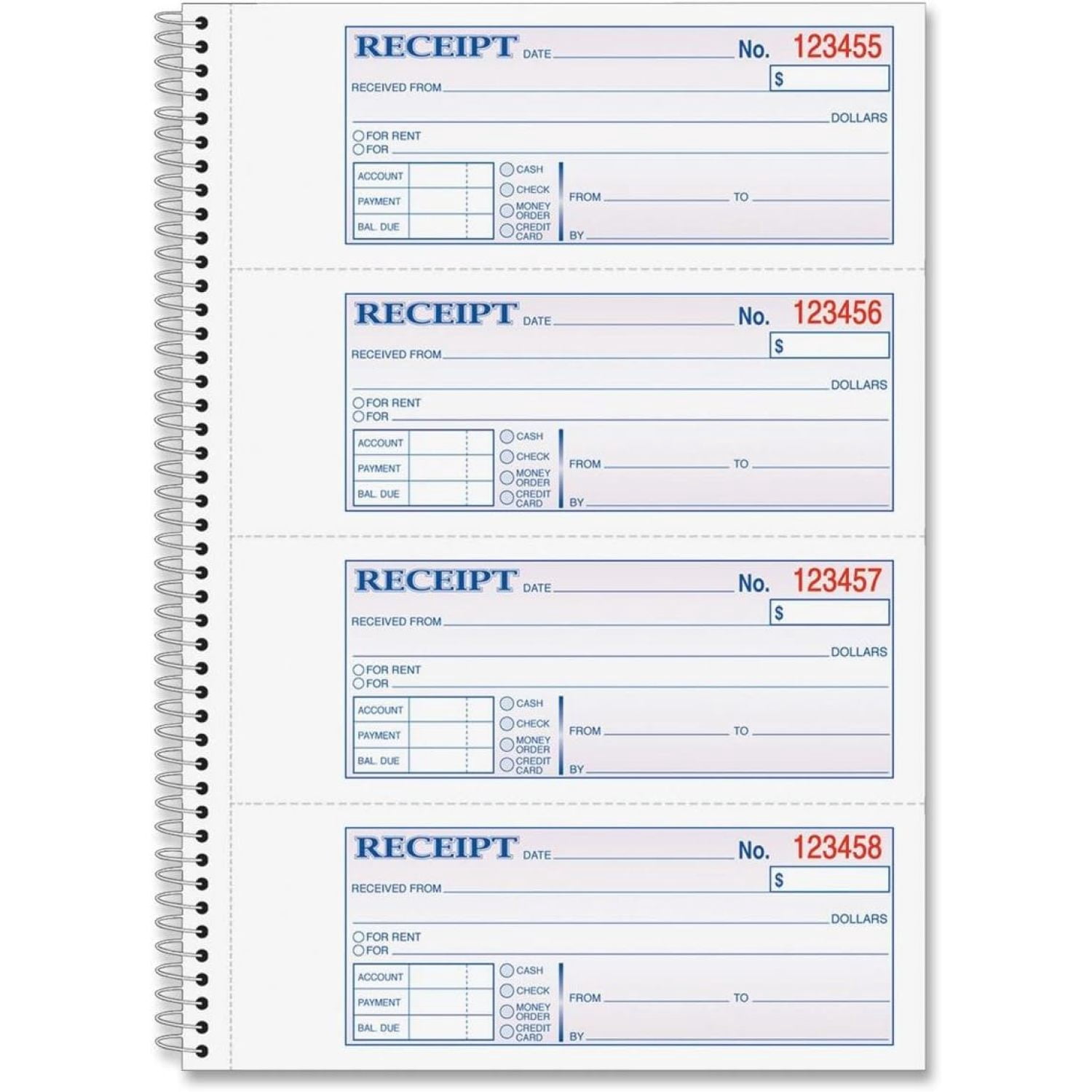 Adams Money and Rent Receipt Book, 2-Part, Carbonless, 2