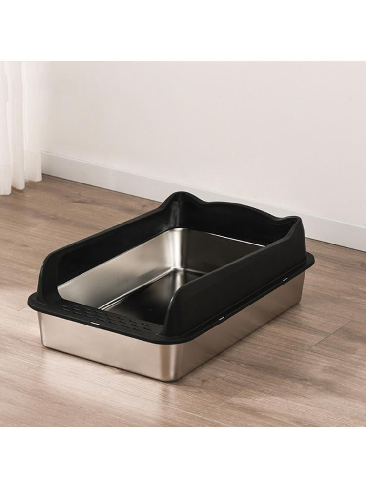Yiran Large Capacity High Fence Anti Tracking Anti Splash Stainless Steel Cat Litter Box, Green
