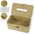 thumbnail image 5 of Tissue Box Cover Natural Seagrass Tissue Box, Rectangular Tissue Box Holder with Lid, Farmhouse Style Tissue Cover for Bathroom Toilet Living Room Bedroom Kitchen Table Desk Office Car, 5 of 8