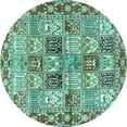 thumbnail image 1 of Ahgly Company Machine Washable Indoor Round Persian Turquoise Blue Traditional Area Rugs, 6' Round, 1 of 4