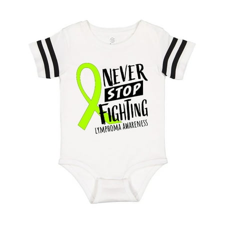

Inktastic Never Stop Fighting Lymphoma Awareness Gift Baby Boy or Baby Girl Bodysuit