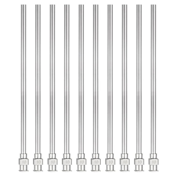 10pcs Dispensing Needles 10 Gauge 4 Inch Stainless Steel Blunt Tip Luer Connector for Refilling Glue Oil Thick Liquids Ink Lab Use, Silver