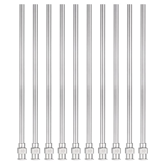 10pcs Agujas de Dispensación 10 Gauge 4 Pulgadas Punta Roma Conector Luer para Rellenar Pegamento Aceite Líquidos Espesos Tinta Uso de Laboratorio, Plata