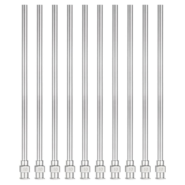 10pcs Agujas de Dispensación 10 Gauge 4 Pulgadas Punta Roma Conector Luer para Rellenar Pegamento Aceite Líquidos Espesos Tinta Uso de Laboratorio, Plata