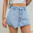 thumbnail image 2 of MIXUE Skirts For Women Summer Solid Color A Line With Pockets Casual Bodycon Mini Denim Skirt Daily-Wear,Blue,XS, 2 of 8