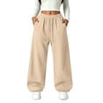 thumbnail image 2 of Guluxicc Women's Wide Leg Sweatpants with Pockets Drawstring Elastic Waist Solid Casual Sweatpants for Everyday Fall Winter, 2 of 5