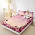 thumbnail image 3 of Manfei Happy Halloween Bats Bed Sheets,Countryside Botanical Floral Full Size Sheets,Pink,4 Pieces,1 Flat Sheet, 1 Fitted Sheet and 2 Pillowcases, 3 of 6