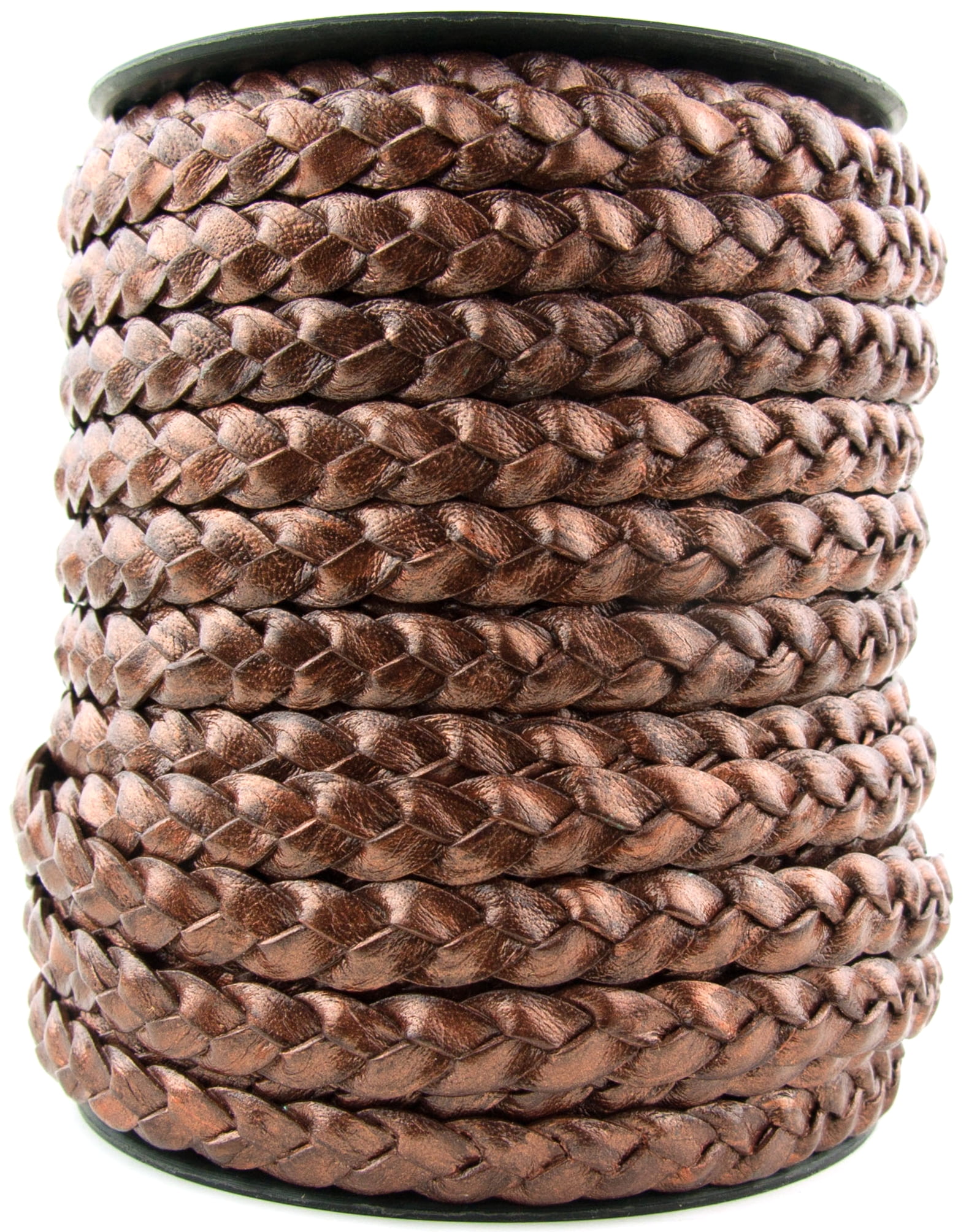 Xsotica Distressed Light Brown Round Bolo Braided Leather Cord 6 mm 1 Yard