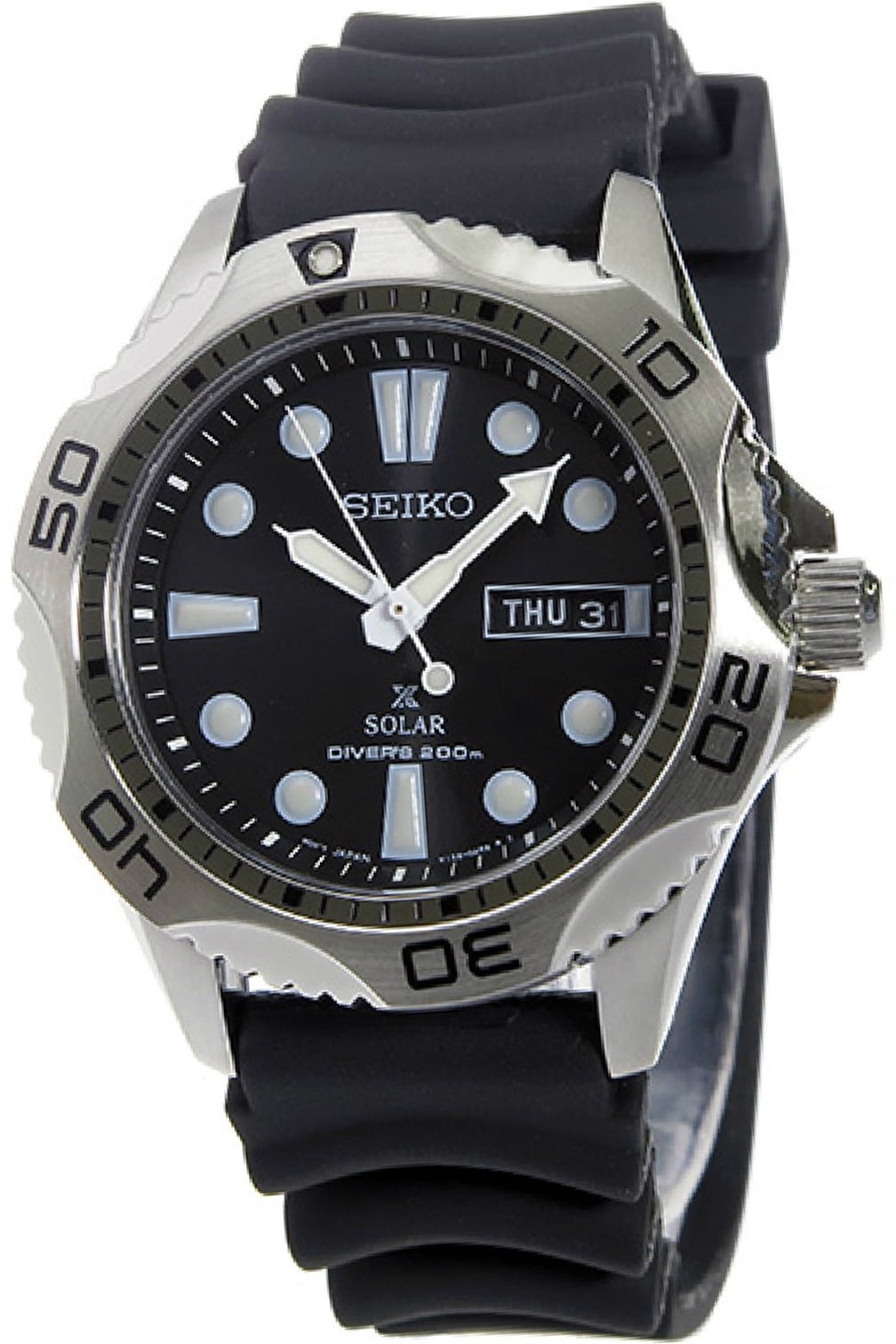 Seiko Men's SNE107P2, Solar Sport,Divers,Stainless Steel Case,Silicone  Strap,date,200m WR,SNE107 - Walmart.com