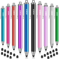 Antier 10 Pack Stylus Pens for Touchscreens, Thin Rubber Tip with 20 Replaceable Heads - Compatible iPad iPhone Tablets All Devices
