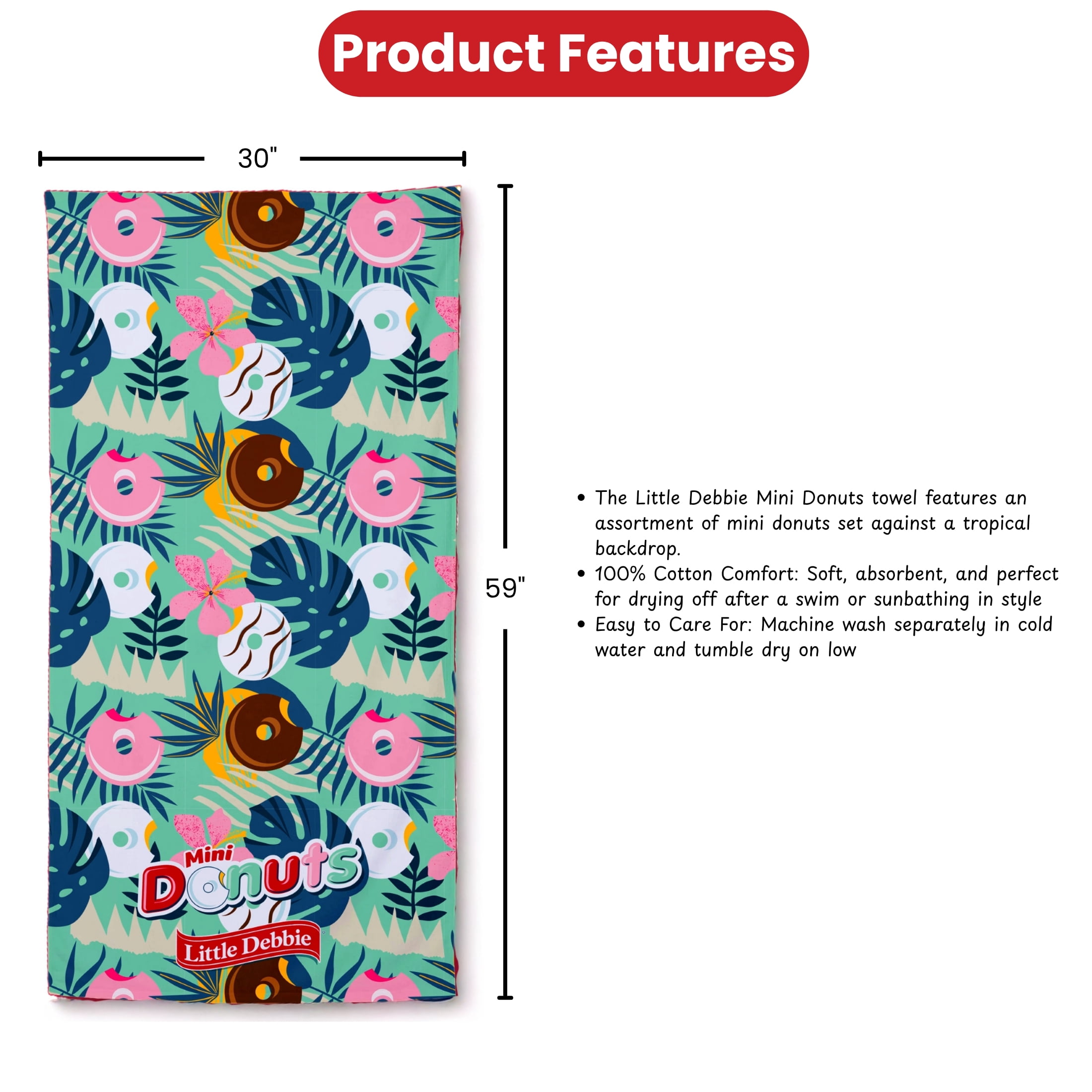 Little Debbie Red, White, & Blue Summer Snack Variety Pack with Custom Beach Towel