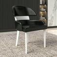 thumbnail image 3 of LeisureMod Modern Dining Chairs – Leather Seat with Curved Open Back & Rubberwood Legs, Contemporary Kitchen Side Chairs, Ethos Collection in Black, 3 of 11