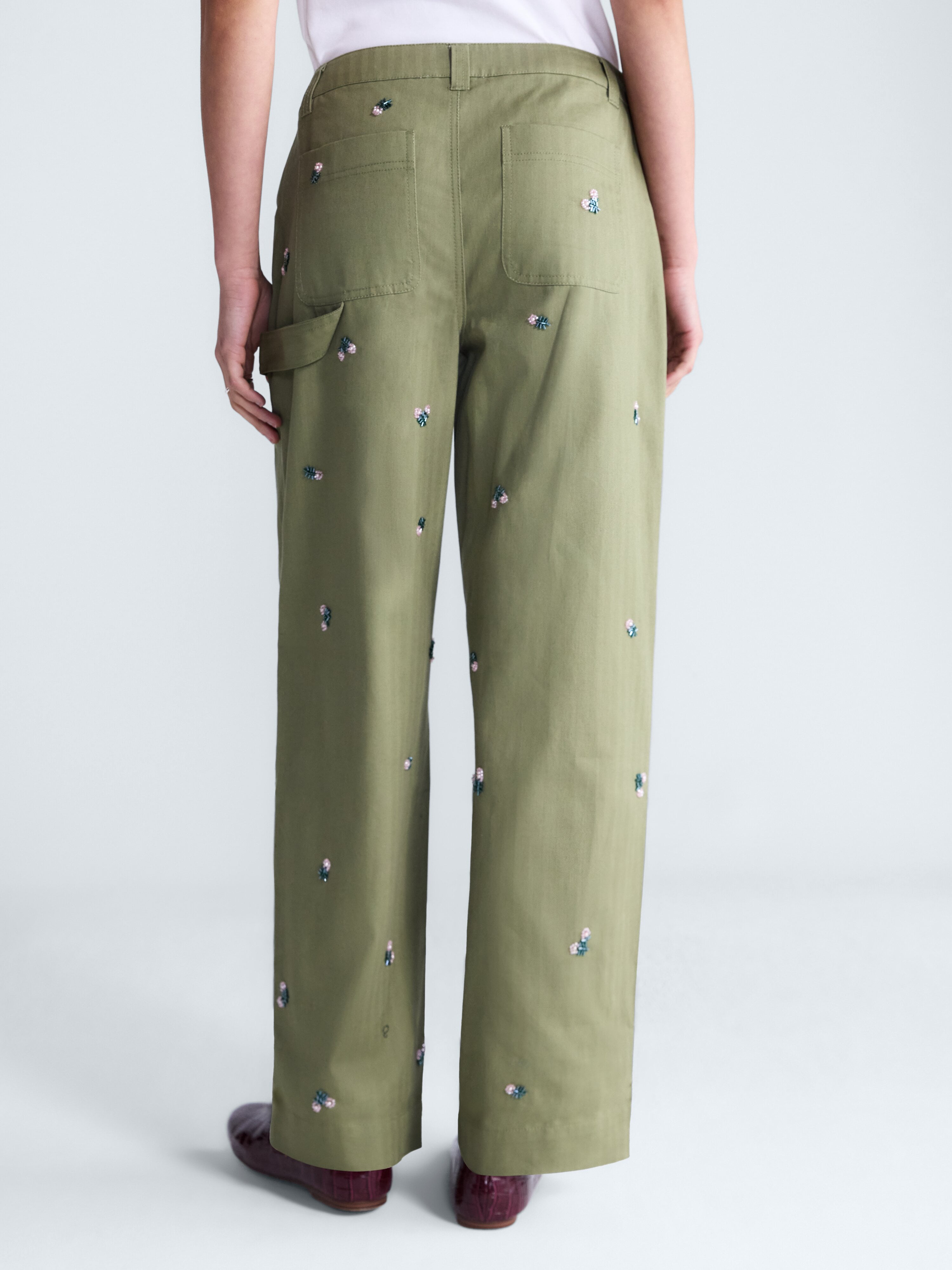 Free Assembly Women's Embellished Cotton Utility Pants, 30" Inseam, Sizes 0-20