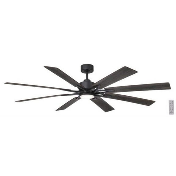 Open Box Intervale 72 in. Indoor/Outdoor Matte Black Windmill Ceiling Fan w/ LED Remote
