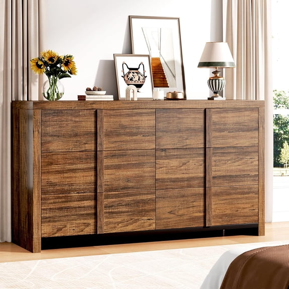 Sideboard Storage Buffet Cabinet with 6 Drawer, Farmhouse Wooden Buffet Table Console Cabinets, Coffee Bar for Entryway Living Room,Brown