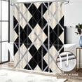 thumbnail image 2 of Shower Curtain 72x72 InchWaterproof Neutral Bathroom Curtain with Hooks, Modern Geometric, 2 of 9