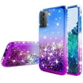 thumbnail image 2 of For Samsung Galaxy S21 Plus/S21+ Case w/ TPU Screen Protector Liquid Quicksand Glitter Cute Bling Girls Women [Shock Proof] for Galaxy S21 Plus/S21+ - Purple/Blue, 2 of 5
