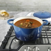 Crock-Pot 7 Quart Round Enamel Cast Iron Covered Dutch Oven Slow Cooker, Blue