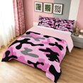 thumbnail image 3 of Manfei Minimalst Camouflage Queen Comforter Set, Vintage Camo Comforter Sets Queen, Soft Pink, Pink Reversible, 3pcs, 1 Comforter and 2 Pillowcases, 3 of 7