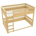 thumbnail image 3 of Bellemave Full over Full Bunk Bed, Pine Floor Bunk Beds with Inclined Ladder & Detachable Design, Space-Saving for Dorms & Small Rooms, Natural, 3 of 9