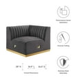 thumbnail image 6 of Modular Sofa Corner Chair, Grey Gray Gold, Velvet, French Living Lounge Cafe Lobby Hospitality Restaurant, Modern Contemporary Boutique HB33784, 6 of 6