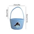 thumbnail image 3 of BSJJY Blue Halloween Candy Basket 7.9x5.5 Inch, Reversible Fabric Treat Bucket with Handle, Cute Print Prank or Treat Bag, 3 of 6