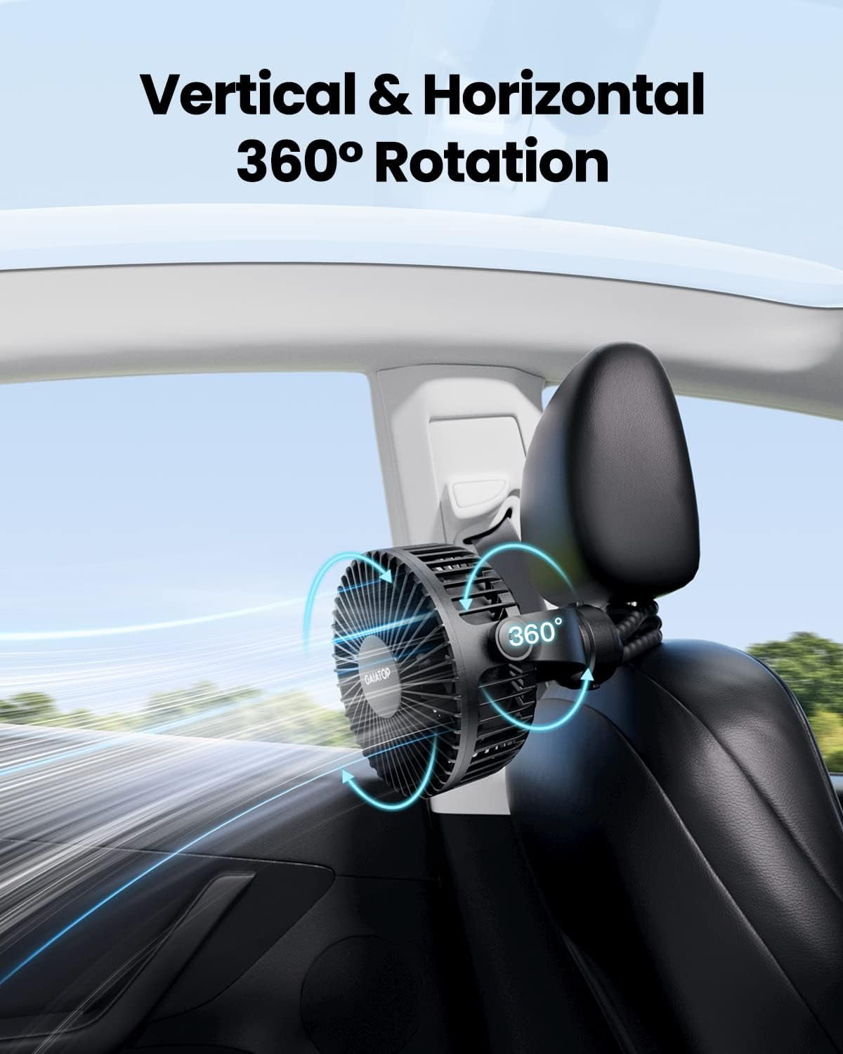 Portable Stroller Fan, Battery Operated Clip On, 3 Speed Rechargeable, 360° Rotate for Car  Crib Travel Black