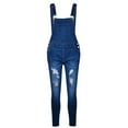 thumbnail image 4 of JDinms Women's Ankle Length Skinny Distressed Denim Overalls, 4 of 6